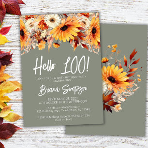 Green 100th Birthday Fall Floral Invitation