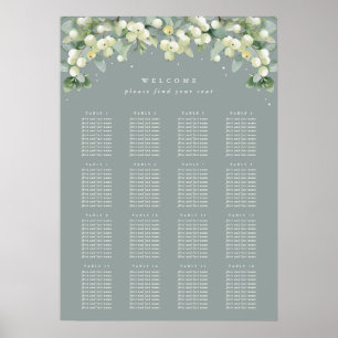 Green 20x28" 16 Tables of 10 Seating Chart Poster