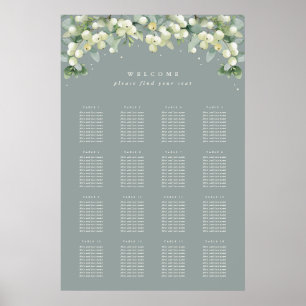 Green 24x36" 16 Tables of 10 Seating Chart Poster