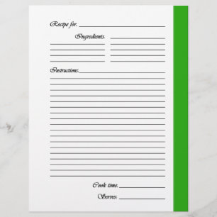 Green 2-sided Recipe Pages