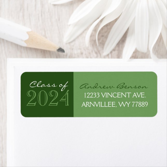 Green 2 Toned Graduation Return Address Labels (Insitu)