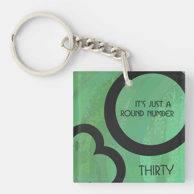 Green 30 Decade Birthday Keychain (Front)