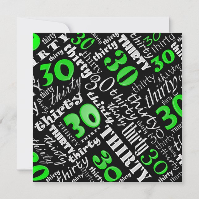Green 30th Birthday Party Invitation (Front)