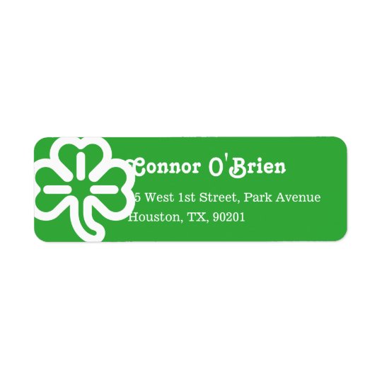 Green 3 Leaf Shamrock Clover Irish St Patricks Day Return Address Label