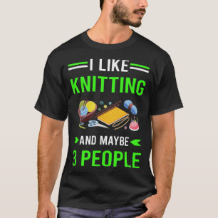 Green 3 People Knitting Knit Knitter T-Shirt