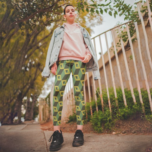 Green 3d Carré Capri Leggings (Créateur téléchargé)