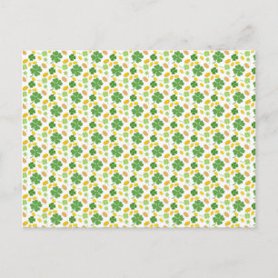 Green 4 Leaf Clovers St Patricks Day Coins Postcard