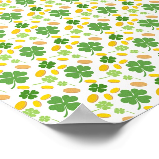 Green 4 Leaf Clovers St Patricks Day Coins ​ Poster (Corner)