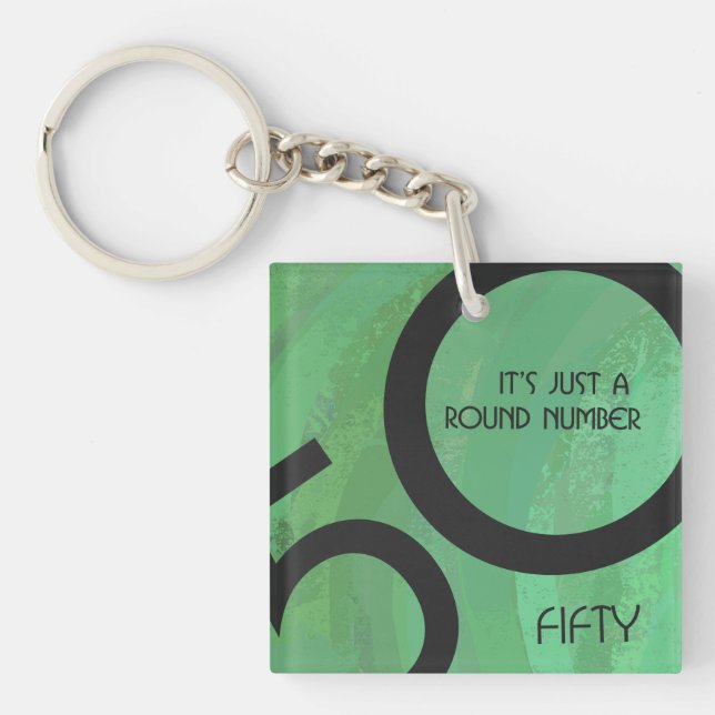 Green 50 Decade Birthday Keychain (Front)