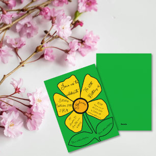 Green 60th Birthday Gold Doodle Flower Invitation