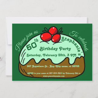 Green 60th Birthday Party Choco Doughnut Dessert Invitation