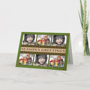 Green 6 photo greeting card