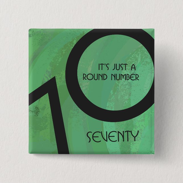 Green 70 Decade Birthday 2 Inch Square Button (Front)