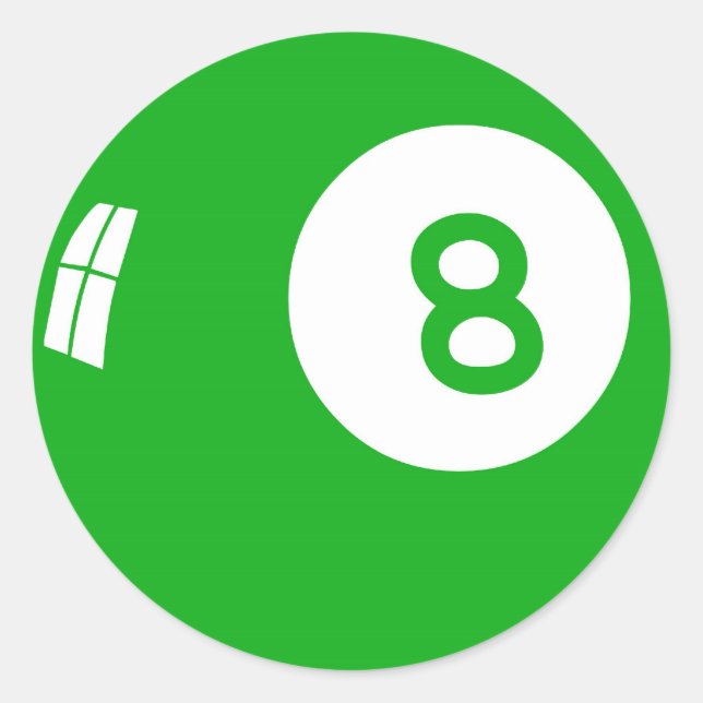 Green 8 Ball! Classic Round Sticker (Front)