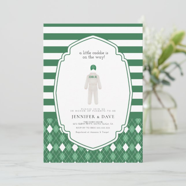 Green a little caddie is on the way  invitation (Standing Front)
