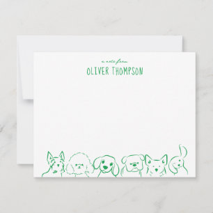 Green A Note From Cute Dog Animal Sketch Note Card