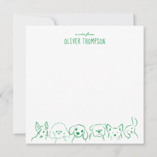 Green A Note From Cute Dog Animal Sketch Note Card