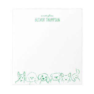Green A Note From Cute Dog Animal Sketch Notepad