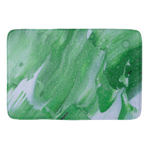 Green Abstract Acrylic with Water Drops Bath Mat