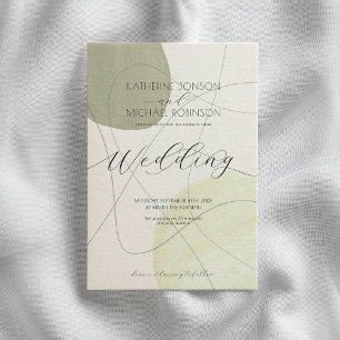 Green abstract aesthetic Wedding Invitation