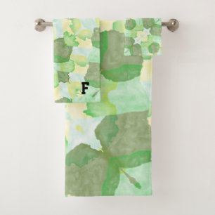 Green abstract art Magical wallpaper Bath Towel Set