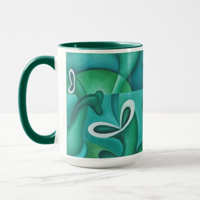 Green Abstract Art Mug (Left)