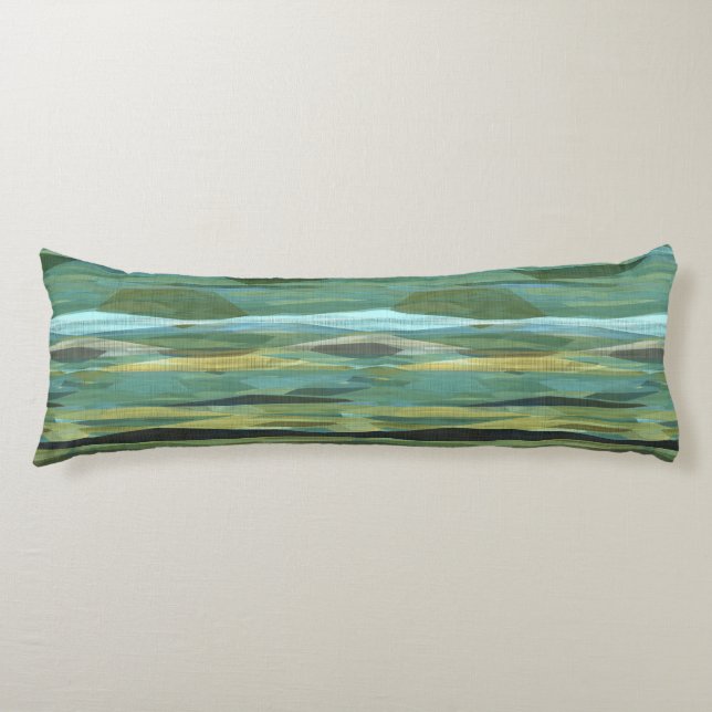 green abstract body pillow (Front)