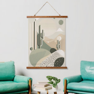 Green Abstract Boho desert landscape  Hanging Tapestry