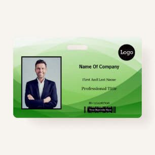 Green Abstract Business Photo Identification ID Badge