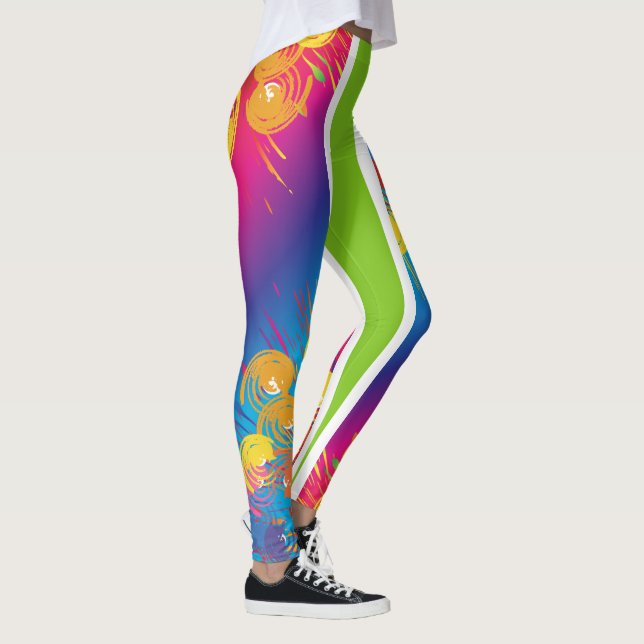 Green/Abstract Colourful Sporty Leggings (Right)