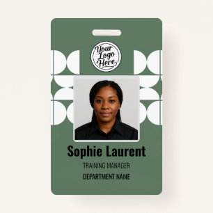 Green Abstract Design Employee Photo ID Company Badge