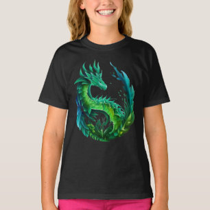 Green Abstract Dragon Nature Design T-Shirt