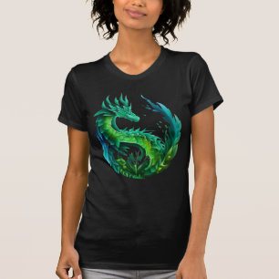 Green Abstract Dragon Nature Design T-Shirt