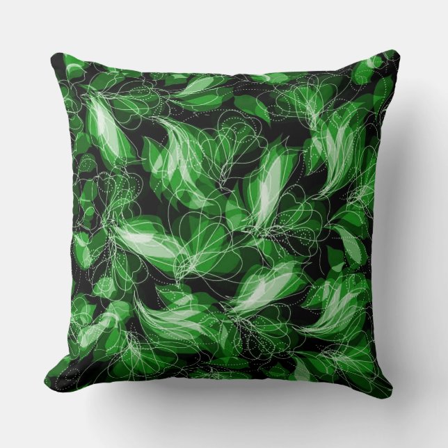 Green Abstract Fairy Wings Pattern Throw Pillow (Front)