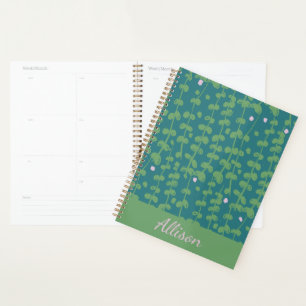Green Abstract Floral Vines Pattern Personalized Planner