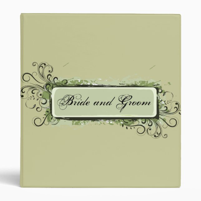 Green Abstract Floral Wedding Binder (Front)