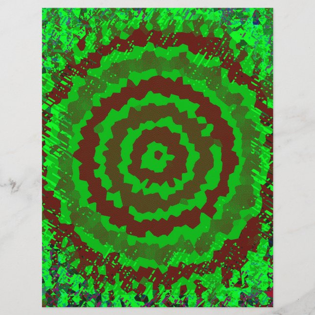 Green Abstract Flower Bulk Scrapbook Paper Pages (Front)