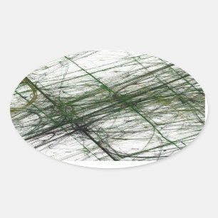 Green Abstract Fractal Oval Sticker