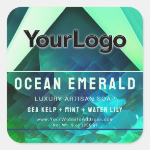 Green Abstract Geometric Branded Product Label