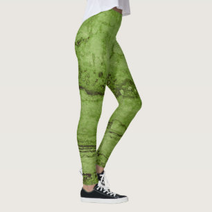 Green abstract Granite   stone marble pattern Leggings