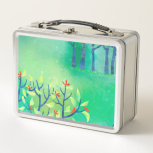 Green Abstract Landscape Metal Lunch Box