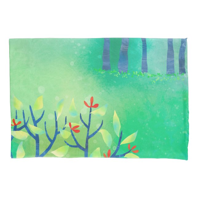 Green Abstract Landscape Pillowcase (Front)