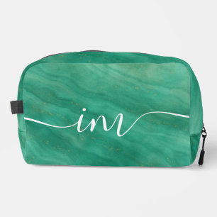 Green Abstract Marble with Custom Initials - Dopp Kit