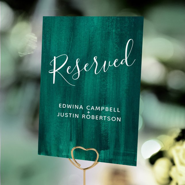 Green abstract modern art table reserved table number (Creator Uploaded)