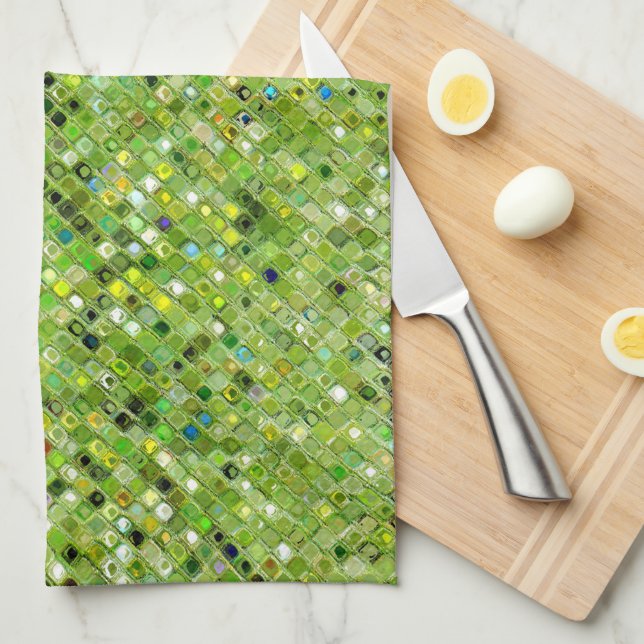 GREEN Abstract Pattern Kitchen Towel (Quarter Fold)