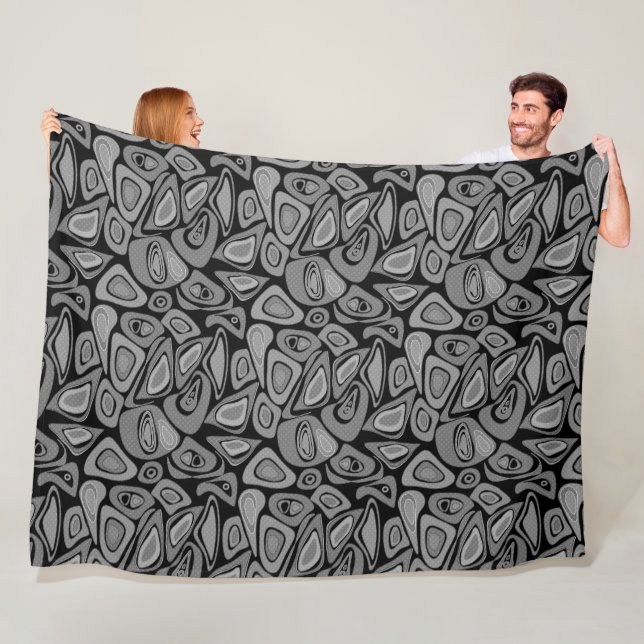 Green, abstract, retro fleece blanket (In Situ)