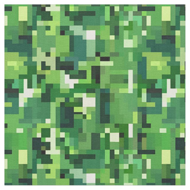 Green Abstract Squares & Rectangles Fabric (Close Up)