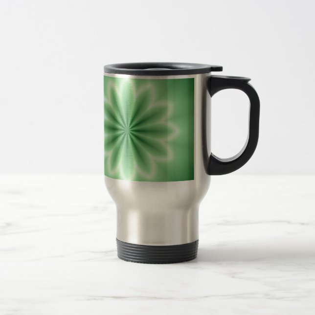 Green Abstract Star Travel Mug (Right)