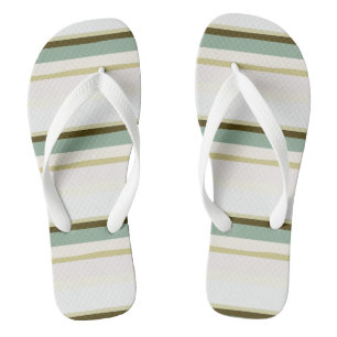 green Abstract Stripes Flip Flops