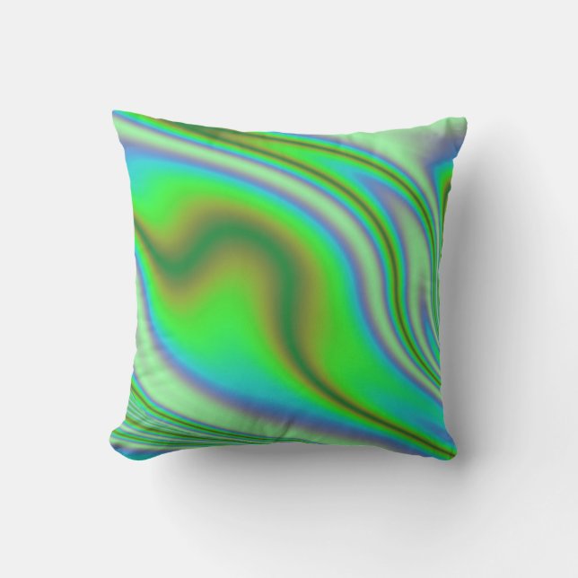 Green Abstract Swirl Outdoor Pillow (Front)